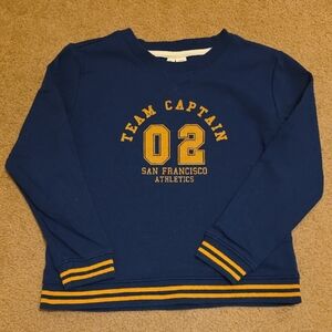 Janie And Jack Team Captain Kids Navy Sweatshirt With Gold Stripes